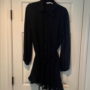 Zara Black Chiffon Shirt Dress